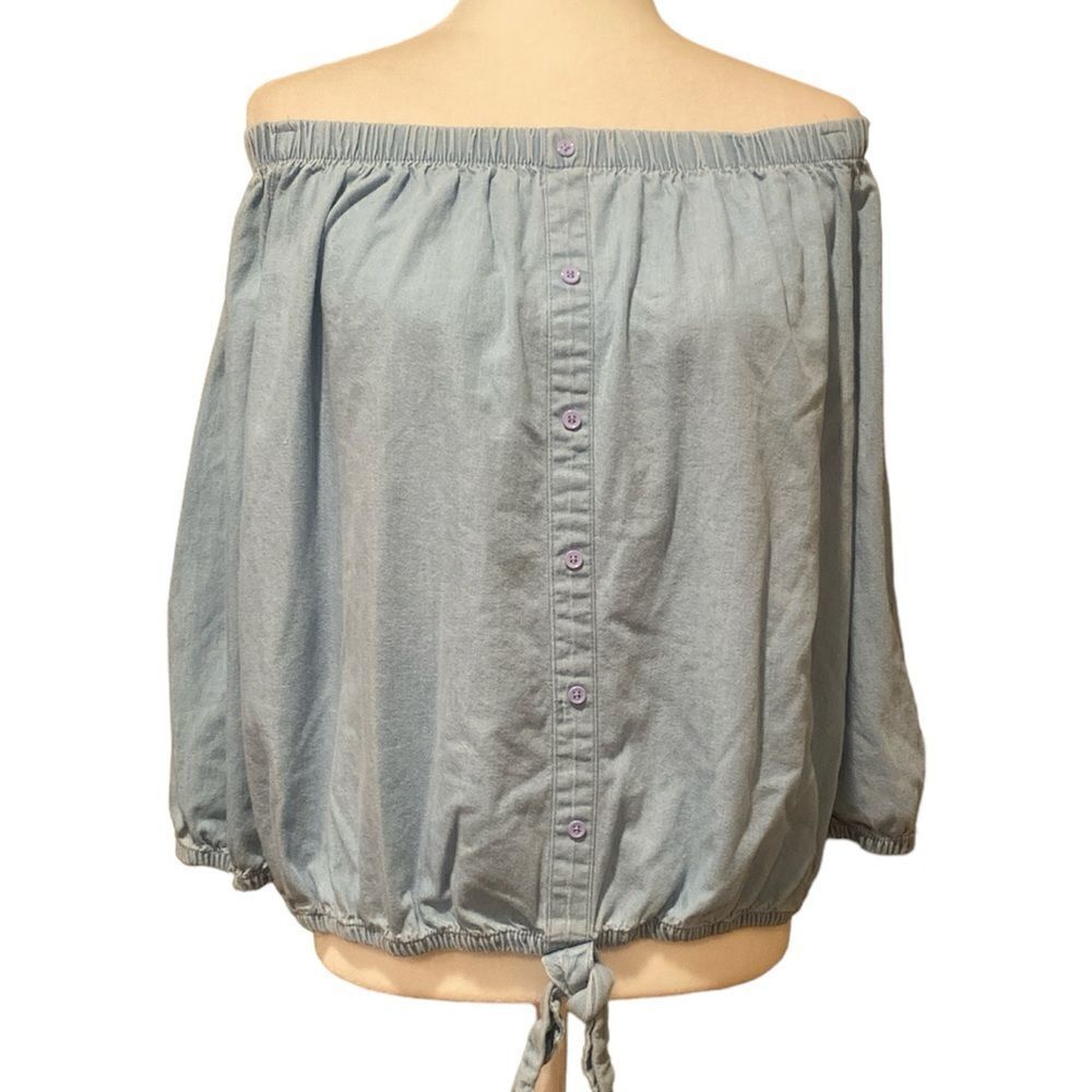 Rouge Off the Shoulder Light Denim Color Top Size 2X